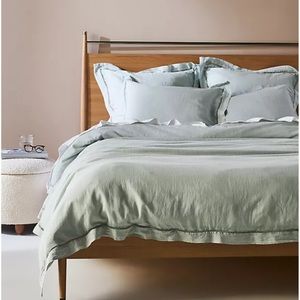Anthropologie Tencel Linen Blend Duvet, California King-Mint, Tiny spots on back